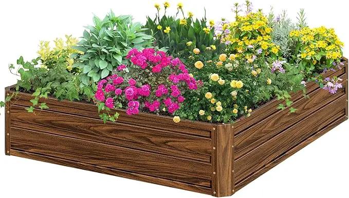 SnugNiture Galvanized Raised Garden Bed 4x4x1FT Outdoor Large Metal Planter Box Steel Kit for Planting Vegetables, Flowers by GreenHaven Gardens
