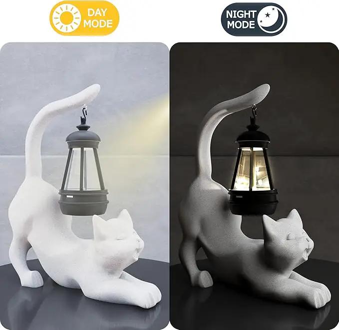 Solar Cat Garden Statue 10 Inch Porch Patio Decor for Outside Yard Decoration Outdoor Unique Housewarming Gardening Birthday Gifts for Cat Lovers Women Grandma by GreenHaven Gardens