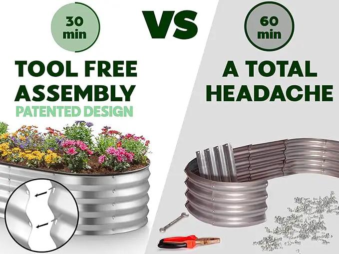 Galvanized Raised Garden Beds Outdoor // 6×3×1 ft Planter Raised Beds for Gardening, Vegetables, Flowers // Large Metal Garden Box // Patented Tool-Free Design (Silver) by GreenHaven Gardens