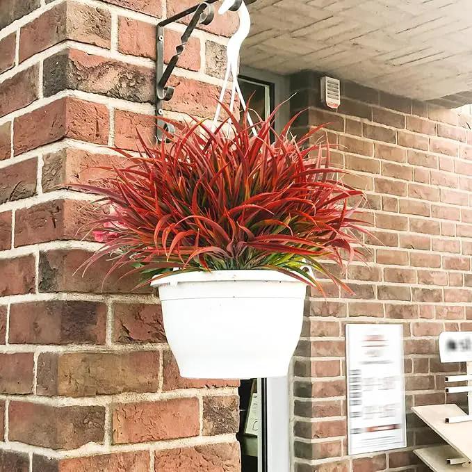 Uieke 12 Bundles Artificial Outdoor Plants UV Resistant Fake Grass Plants Faux Plastic Plants Greenery Shrubs for Home Garden Pathway Window Box Front Porch Cemetery Fall Decor, Autumn Red by GreenHaven Gardens