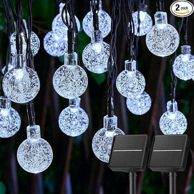 Brightown 2-Pack 120 LED 72 FT Solar String Lights Outdoor, Crystal Globe Lights with 8 Lighting Modes, Waterproof Solar Powered Patio Lights for Garden Yard Porch Wedding Party Decor (Pure White) by GreenHaven Gardens