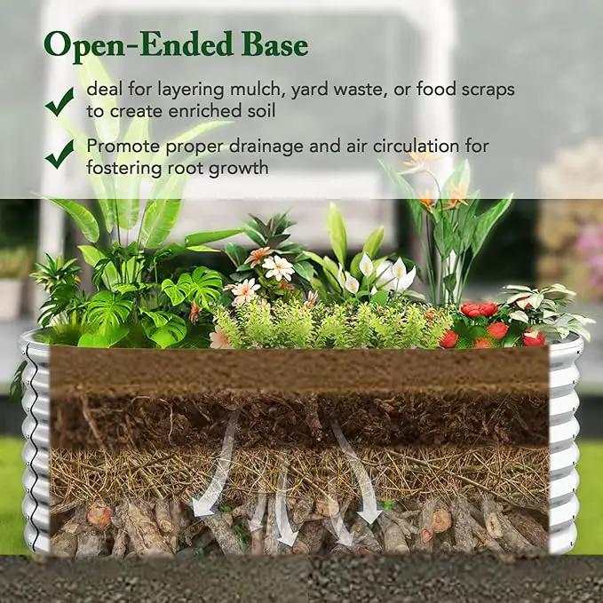 Giantex 5x3x2ft Raised Garden Bed, Large Metal Elevated Oval Planter Bed, 193 Gallon Capacity, Outdoor Planting Garden Box for Vegetable Flower Herb Grow (Silver) by GreenHaven Gardens
