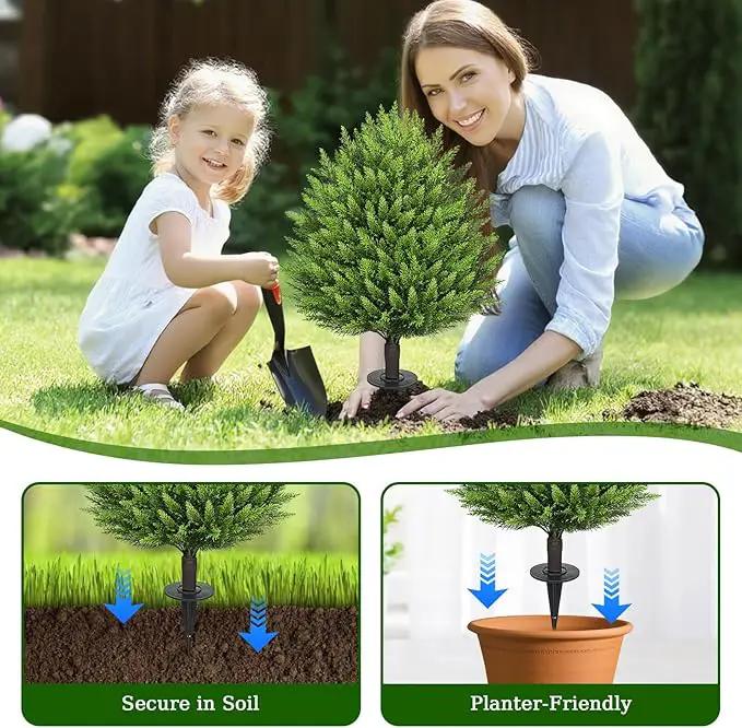 31" Artificial Cedar Topiary Ball Trees with Ground Spike,2 Pack Fake Pine Shrubs Bushes, UV Resistant Faux Evergreen Cypress Tree Plants for Indoor Outdoor Planters Front Porch Garden Decor by GreenHaven Gardens