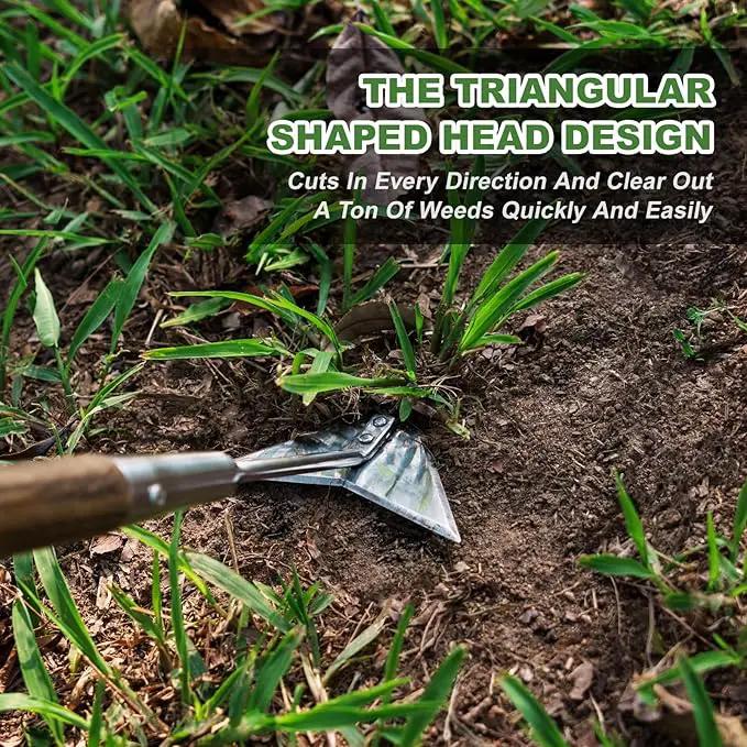Haliaeetus Triangle Hoe, 60'' Scuffle Hoe for Keeping Your Back from Tiring Out, Weeding Just in Push-Pull Motion, Rogue Hoe with Triangle Head for Quickly Clear Out a lot of Weeds from All Direction by GreenHaven Gardens