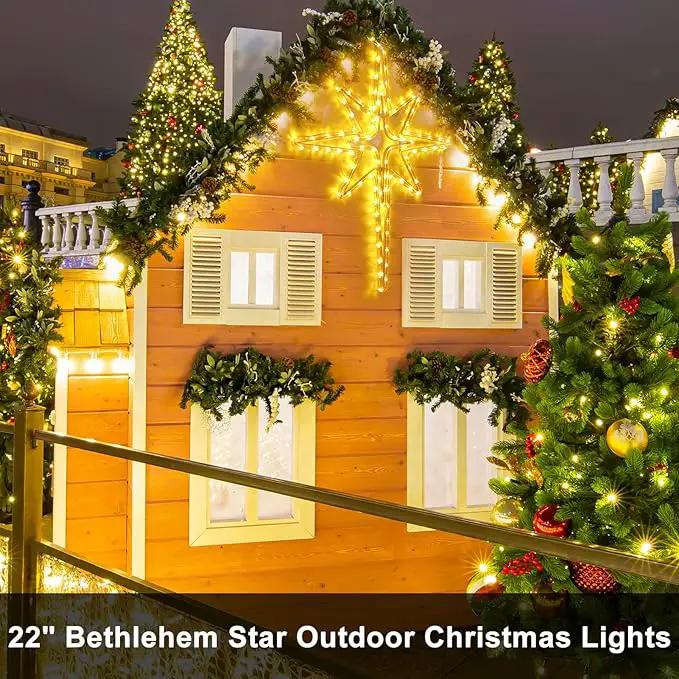 22" Bethlehem Star Outdoor Christmas Lights 90 LEDs Christmas Tree Lights Hanging Lights Mains Powered Polaris Christmas Decorations,Star of Bethlehem Lights for New Year Holiday Wedding Party Decor by GreenHaven Gardens