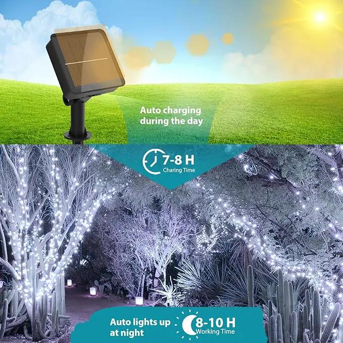 kolpop Solar Fairy Lights for Outside Waterproof, 3 Pack 32FT 80LED Solar Powered String Light Outdoor, 8 Modes Copper Wire Solar Twinkle Lighting for Tree Garden Yard Christmas(Cool White) by GreenHaven Gardens