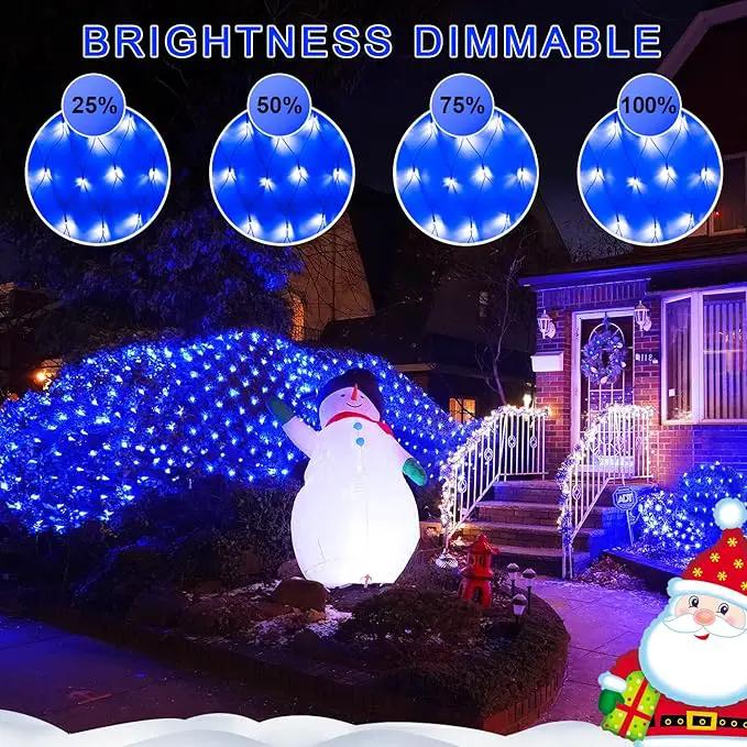 JMEXSUSS 360 LED Blue Net Lights Outdoor, Connectable 12ft x 5ft Christmas Net Lights Plug in with Remote, 8 Modes Waterproof Christmas Mesh String Lights for Bushes Christmas Decorations by GreenHaven Gardens