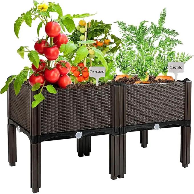 Raised Garden Bed with Legs Planters for Large planters Outdoor Plants Elevated Plastic Garden Planter Boxes Plant pots for Patio Backyard Porch Deck to Planting Flowers Vegetables and Herbs by GreenHaven Gardens