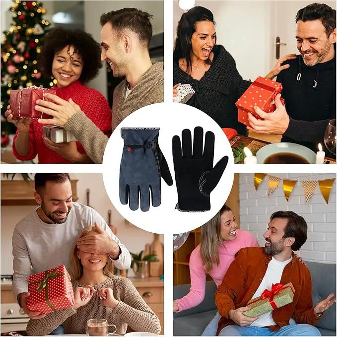 HLDD HANDLANDY Leather Work Gloves for Men & Women, Adjustable Wrist Cowhide Gardening Glove with Reinforced Palm for Driver by GreenHaven Gardens