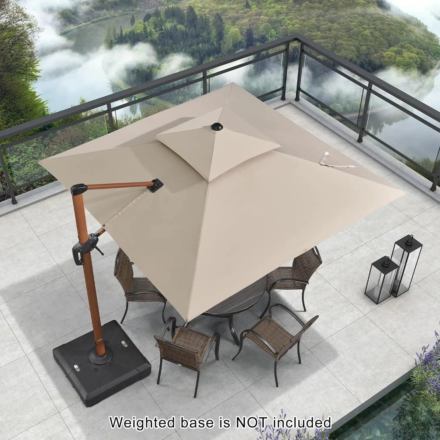 PURPLE LEAF 9ft Patio Umbrella Outdoor Square Umbrellas Large Cantilever Umbrella Windproof Offset Heavy Duty Sun Umbrellas for Garden Deck Pool Patio, Beige by GreenHaven Gardens