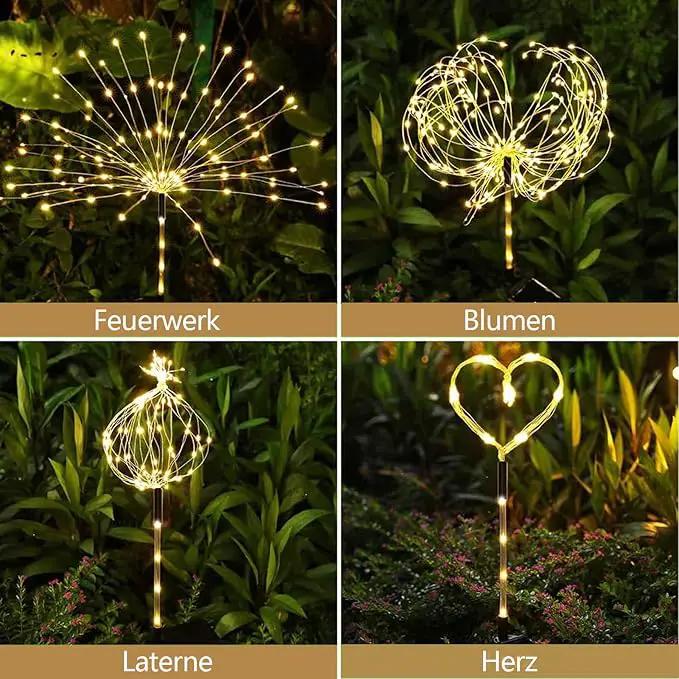 4 Pack Solar Firework Lights 150 LED Create Magical Nights, Waterproof Starburst Fairy Lights for Garden Yard Patio Christmas Romantic Wedding Party Decor(Warm White) by GreenHaven Gardens