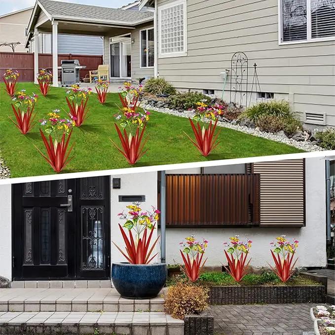Garden Outdoor Butterfly Enlarge Thickened Wind Resistant Metal Agave Garden Art Metal Plant Country Sculpture Statue Decorations Ornaments Artificial Waterproof Butterflies(red 3pcs) by GreenHaven Gardens
