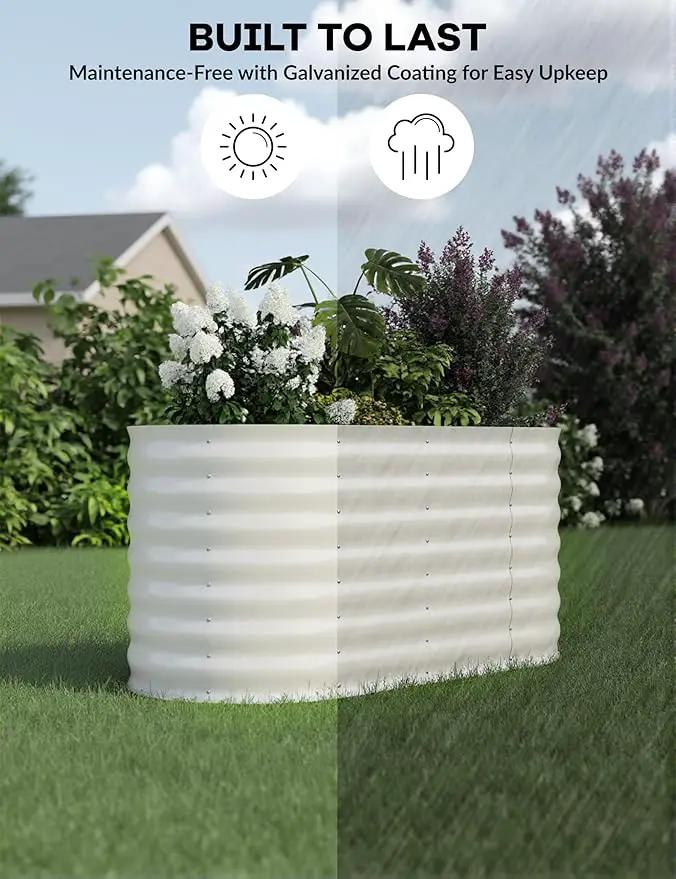 4x2x2 ft Raised Garden Bed,Galvanized Raised Planter Boxes Outdoor with Easy Assembly, Large Garden Bed for Vegetables, Fruits, Flower,Raised Garden Bed,Beige by GreenHaven Gardens