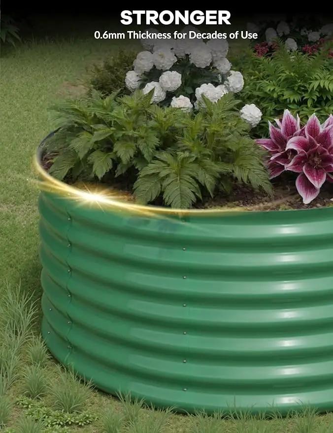 8x4x1.5 ft Raised Garden Bed,Galvanized Raised Planter Boxes Outdoor with Easy Assembly, Large Garden Bed for Vegetables, Fruits, Flower,Raised Garden Bed,Green by GreenHaven Gardens