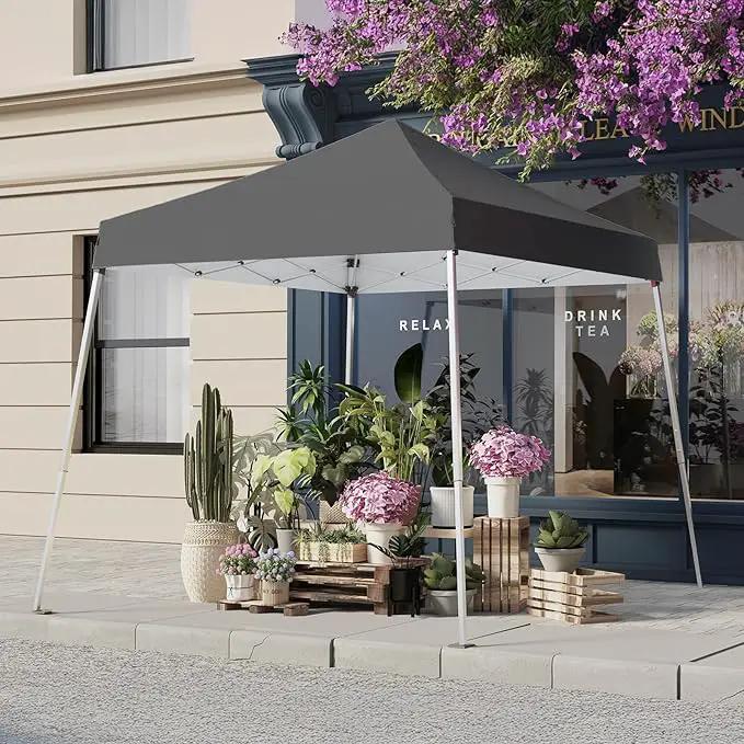 10x10 Pop Up Canopy, 300D Silver Coated Grey Fabric Outdoor Gazebo, Beach Tent Slant Legs with Storage Bag,Easy Up Sun Shade Shelter Tents with 8x8 Top Cover for Patio,Party by GreenHaven Gardens