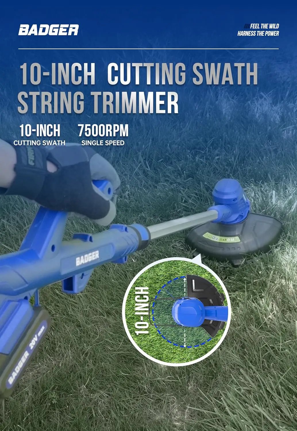 WILD BADGER POWER 20V Weed Wacker & Leaf Blower, Electric with 2 * 2Ah Battery & Charger, String Trimmer, Lightweight, Adjustable Telescopic Shaft, Easy to Use by GreenHaven Gardens