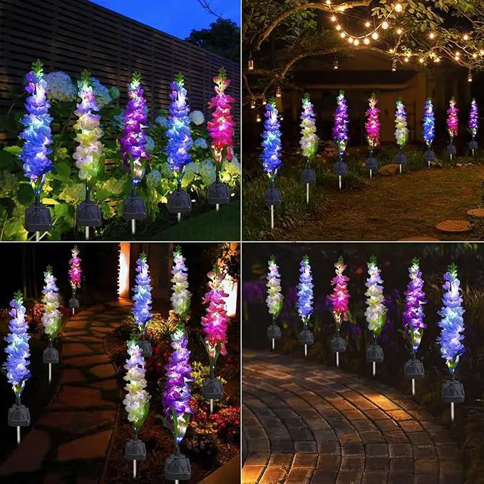 Solar Garden Lights, 6 Pack 20 LEDs Solar Delphinium Flowers Lights Gifts for Mom Grandma Women, Waterproof Solar Outdoor Lights Two Lighting Modes for Wedding Garden Yard Patio Decor by GreenHaven Gardens