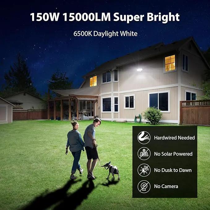 iMaihom 150W Motion Sensor Light Outdoor, 15000LM 6500K LED Security Floodlights, 3 Adjustable Head Motion Detection Light IP65 Waterproof for Yard Garage White 2pack by GreenHaven Gardens