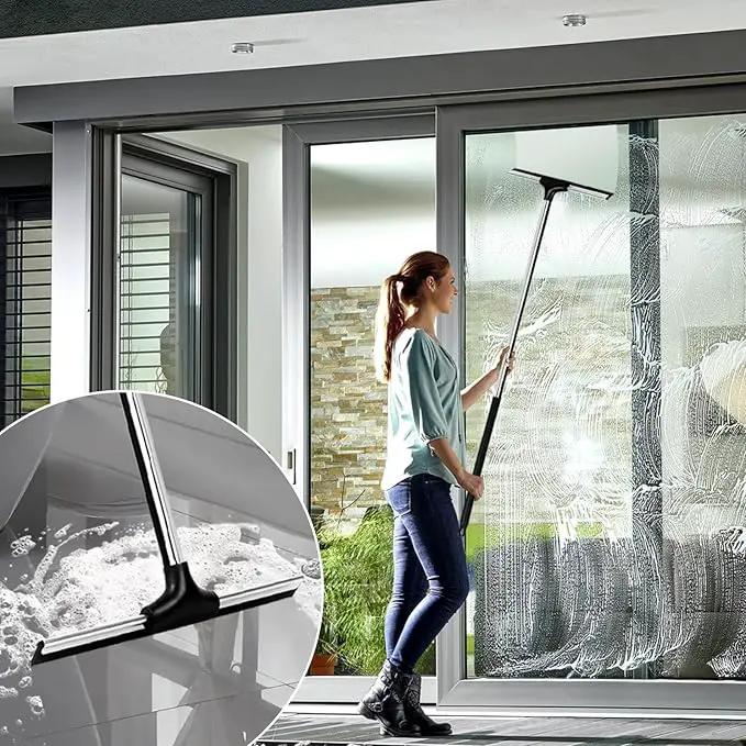 Floor Squeegee Scrubber 59" Long Stainless Steel Handle with 10" Wide Silicon Rubber Blade for Floor Washing and Drying Shower Glass, Garage, Windows, Marble, Wood Surfaces by GreenHaven Gardens
