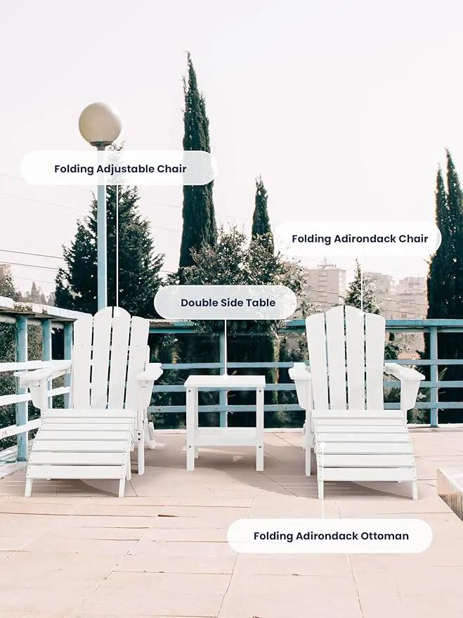 KINGYES Folding Adirondack Ottoman for Adirondack Chair, White by GreenHaven Gardens