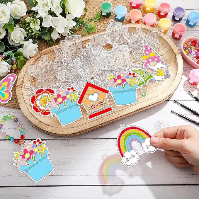 30 Sets Suncatchers Window Art Kits, DIY Sun Catchers Bulk Crafts Paint Your Own Window Ornaments for Boys Girls Classroom Home Party Birthday Activity Decor(Spring Style) by GreenHaven Gardens