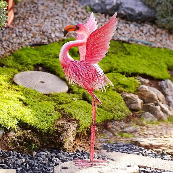 Nacome Flamingo Statues for Garden Yard Decor: Metal Pink Sculptures Clearance Lawn Ornaments Art for Patio Balcony Front - Unique Gifts for Grandma Mom by GreenHaven Gardens
