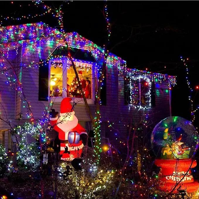 QITONG 4 Pack Multicolor Solar Fairy Lights Outdoor Waterproof, Each 33ft 100 LED Solar Christmas Lights, 8 Modes Silver Wire Solar Twinkle Lights by GreenHaven Gardens