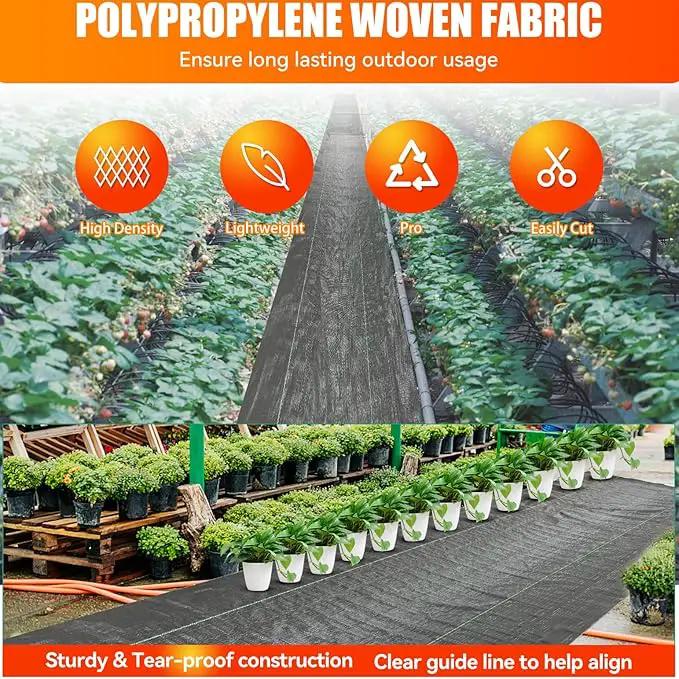 LIUJIAYI 2.4oz-2 Pack 4FTx50FT + 30 Pegs Weed Barrier Landscape Fabric - Durable Weed Block Ground Cover Mat, Woven Geotextile for Underlayment, Commercial Driveway Stabilization, Weed Control Cloth by GreenHaven Gardens