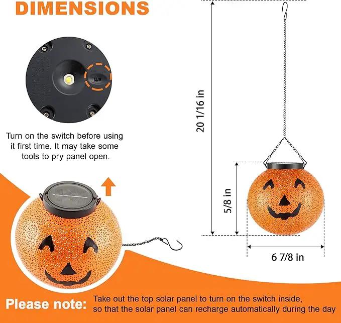 Halloween Solar Hanging Lights Outdoor - Solar Metal Halloween Lantern Decor, Solar Powered Led Waterproof Decorative Round Hanging Light for Garden, Yard, Patio, Pathway, Porch by GreenHaven Gardens