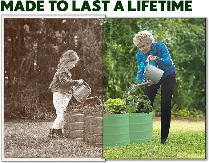 Galvanized Raised Garden Beds Outdoor // 3×3×1 ft Planter Raised Beds for Gardening, Vegetables, Flowers // Large Metal Garden Box (Light Green) // Patented Tool-Free Design by GreenHaven Gardens