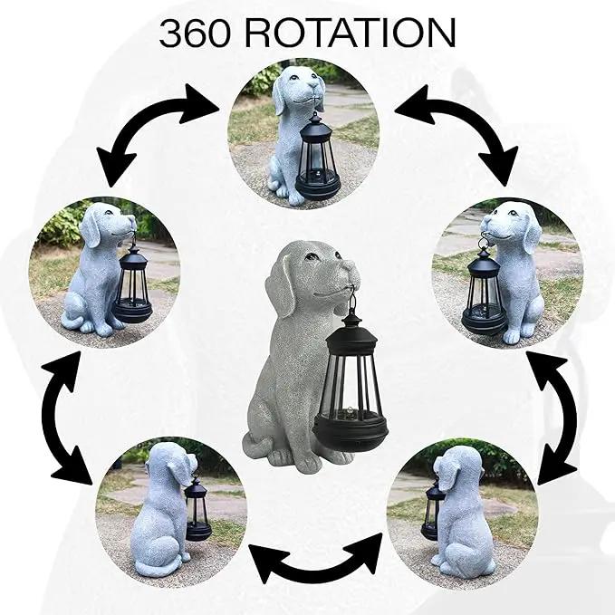 Dog Solar Garden Statues,Resin Dog Figurine Decorations with Solar Lights Lantern, Outdoor Decor Art for Lawn,Yard,Unique Housewarming Gift for Garden Home by GreenHaven Gardens