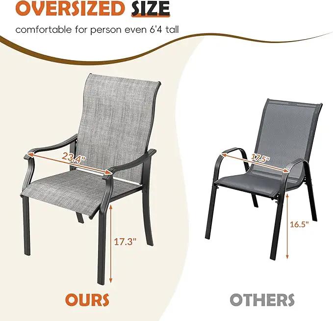 UDPATIO Patio Dining Chairs Set of 6, High Back Wide Seat Outdoor Furniture Chairs with All Weather Breathable Textilene, for Lawn Garden Backyard Deck, Grey White by GreenHaven Gardens