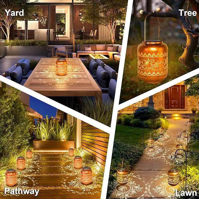 2Pack Bee Solar Lanterns Outdoor Hanging Waterproof Lanterns Garden Decor Christmas Gifts for Women Mom Grandma Metal Solar Lights Decoration Outside for Yard, Patio,Pathway Landscape by GreenHaven Gardens
