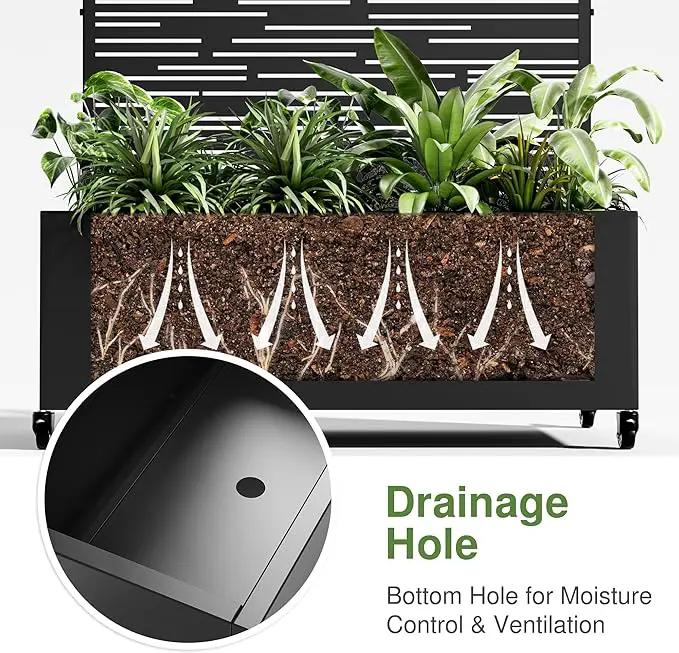 Casaphoria Metal Raised Garden Bed with Trellis and Wheels, 72"x47"x16" Planter Box for Climbing Plants, Vegetables & Vines, Features Drainage Holes and Privacy Screen (Black-Shine) by GreenHaven Gardens