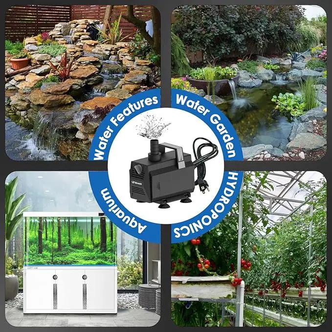 Submersible Water Pump 600GPH/35W Fountain Pumps with Flow Control, Pond Pump Submersible Outdoor with 10ft 3-Core Power cable for Hydroponics, Aquarium, Waterfall, Statuary, Water feature by GreenHaven Gardens