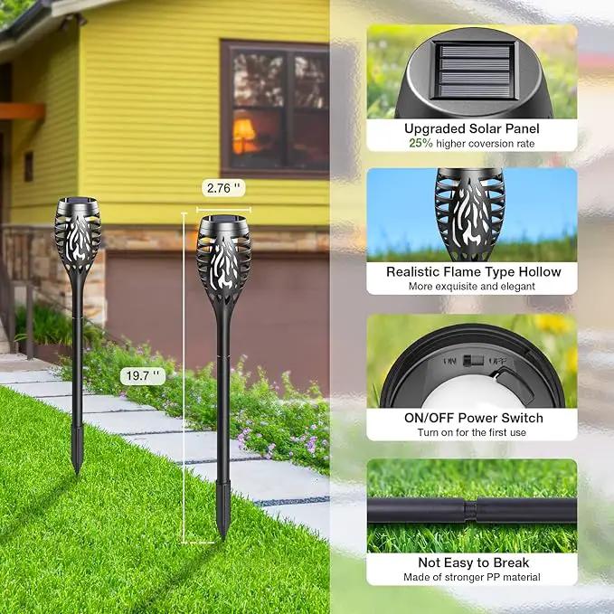Solar Outdoor Lights, 10 Pack Solar Torch with Flickering Flame Waterproof, Solar Powered Garden Light, LED Flame Pathway Torches Lights for Yard, Patio, Outside Landscape Décor by GreenHaven Gardens