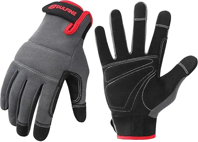 DULFINE Flex Grip Mechanic Work Gloves for Men,Black and Red Utility Safety Working Gloves Touch Screen,Excellent Grip,Ideal for Working on Cars and Outdoor Jobs(XX-Large) by GreenHaven Gardens