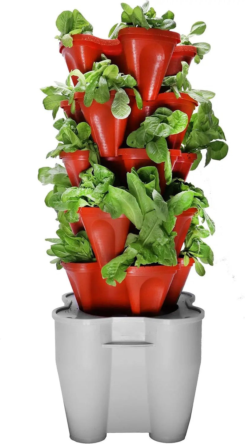 Mr. Stacky Smart Farm - Automatic Self Watering Garden - Grow Fresh Healthy Food Virtually Anywhere Year Round - Soil or Hydroponic Vertical Tower Gardening System (Standard Kit, Terracotta) by GreenHaven Gardens