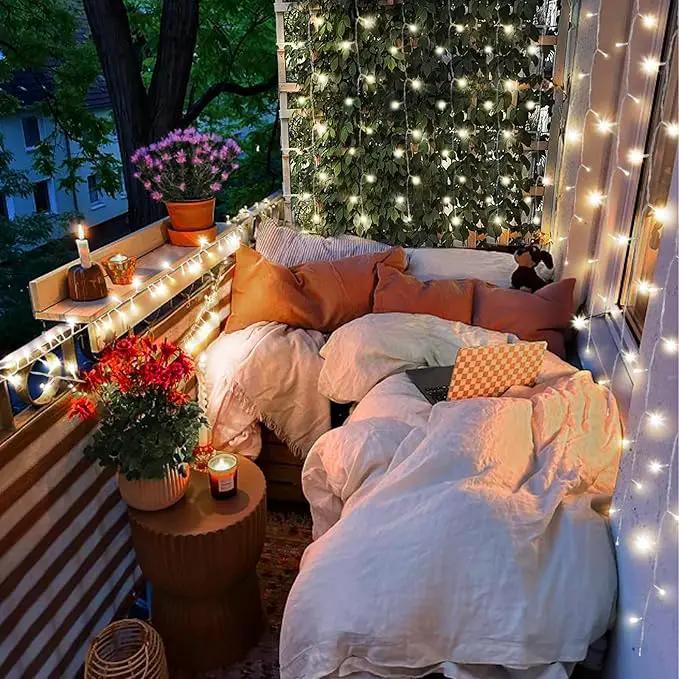 KNONEW Christmas String Lights Indoor Plug in,50FT 150LED Outdoor Waterproof Fairy Lights,8 Lighting Modes,Timer Memory Function for Bedroom Patio Balcony Party (Cool White) by GreenHaven Gardens