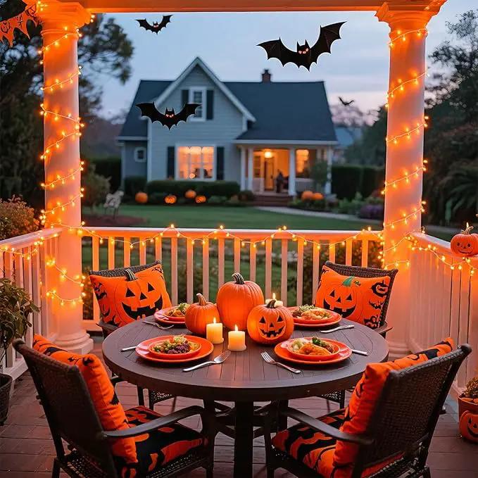 JMEXSUSS 66ft 200 LED Thanksgiving Lights Outdoor, Orange String Lights Indoor Clear Wire, 8 Modes Orange Christmas Lights Plug in for Fall Autumn Harvest Tree Garden Patio Thanksgiving Decorations by GreenHaven Gardens