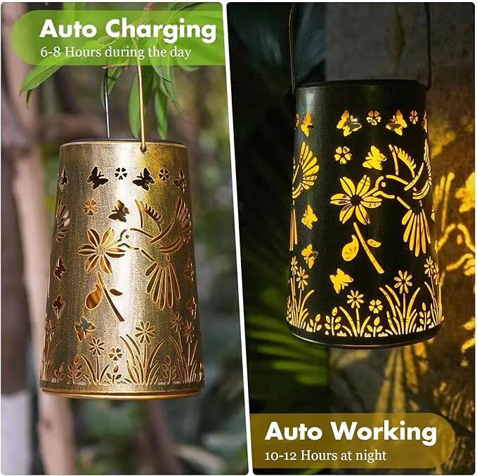Kaixoxin 2 Pack Hummingbird Solar Lantern Lights Metal Outdoor Waterproof Garden Decor Hanging Lights for Backyard Porch Patio Table Yard Balcony Lawn Pathway Gifts for Women Grandma Mom by GreenHaven Gardens