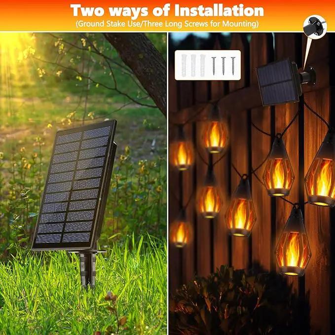 Solar Flame String Lights - 48ft 15 LED Lights Outdoor Solar String Lights for Garden Patio Decoration by GreenHaven Gardens