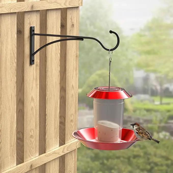 Outdoor Plant Hanging Hooks for Wall: 11 Inch Black Metal Bracket for Hanging Baskets, Bird Feeders, Wind Chimes, Flower Baskets, Yoga Mat, Lanterns. 2 Pack by GreenHaven Gardens