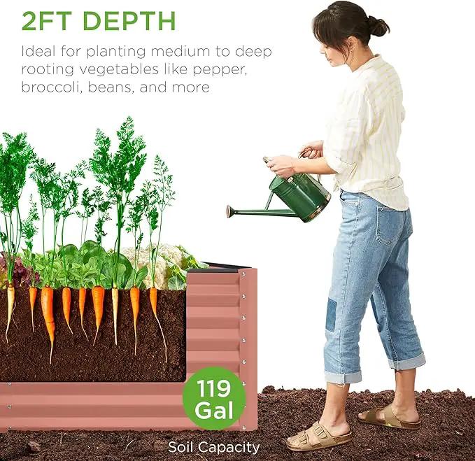 Best Choice Products 4x2x2ft Outdoor Metal Raised Garden Bed, Deep Root Planter Box for Vegetables, Flowers, Herbs, and Succulents w/ 119 Gallon Capacity - Terracotta by GreenHaven Gardens