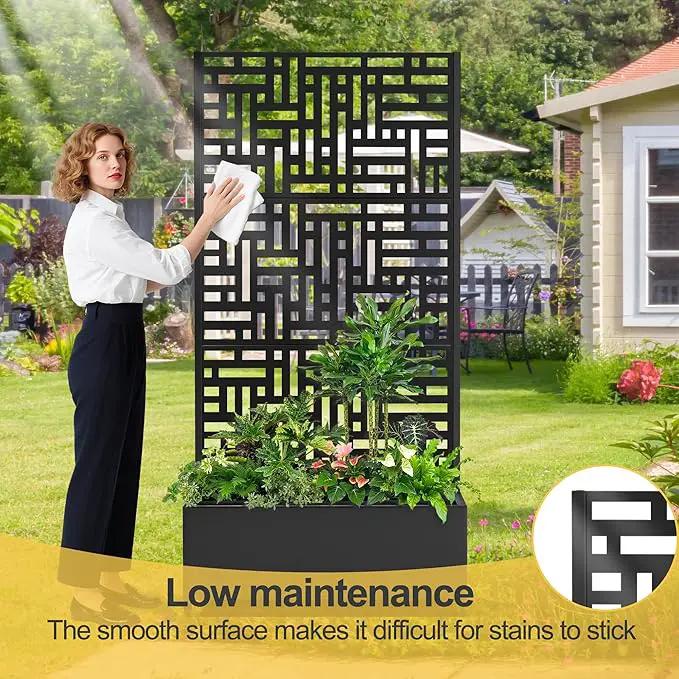 Raised Garden Bed with Trellis and Wheels,73"x35"x16" Metal Raised Garden Bed,Black Modern Metal Planter with Climbing Trellis for Vines & Vegetables by GreenHaven Gardens