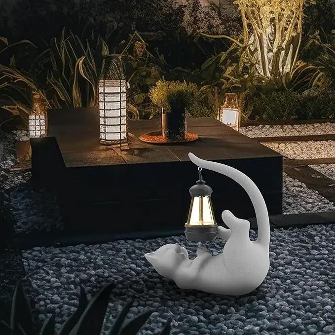 Solar Cat Garden Statue 15 Inch Porch Patio Decor for Outside Yard Decoration Outdoor Unique Housewarming Gardening Birthday Gifts for Cat Lovers Women Grandma by GreenHaven Gardens