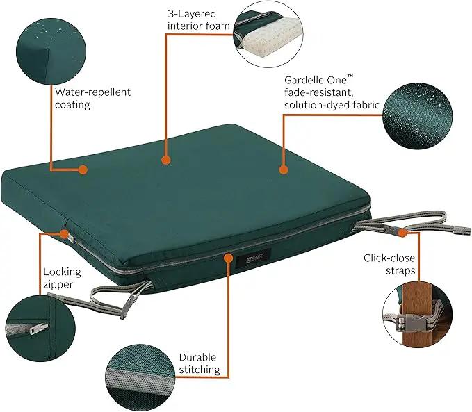 Classic Accessories Ravenna Water-Resistant Patio Chair Seat Cushion, 18 x 18 x 2 Inch, Mallard Green, Patio Furniture Cushions by GreenHaven Gardens