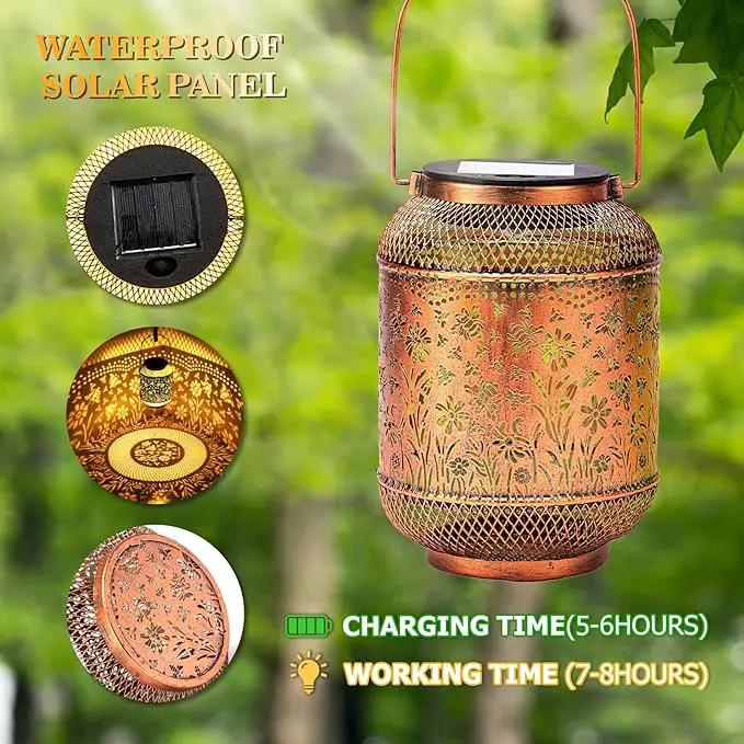 Solar Lanterns Outdoor Waterproof, Bee Garden Decor Hanging Lights, Metal Solar Lantern for Yard, Patio, Lawn, Pathway, Birthday & Gardening Gifts for Women, Mom, Grandma by GreenHaven Gardens