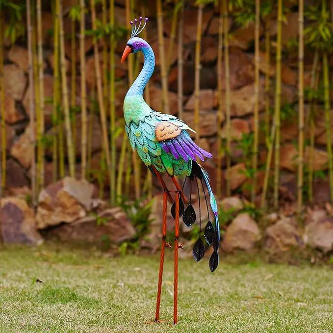 Nacome Metal Peacock Statues for Garden Decor: Outdoor Sculptures Clearance Lawn Ornaments for Patio Balcony Front Backyard - Unique Gifts for Grandma Mom by GreenHaven Gardens