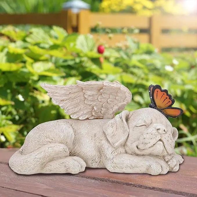 WONDER GARDEN Sleeping Dog Angel Statue with Solar Light - Pet Memorial Stone, in Memory of Dog, Marker Tribute Statues, Resin Guardian Angels, Bereavement Gift by GreenHaven Gardens